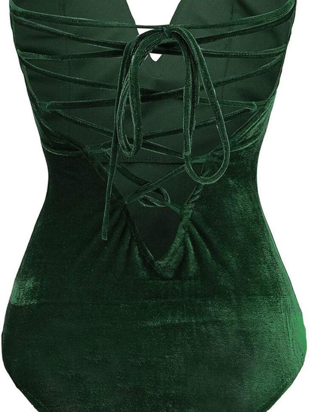 Strapless Velvet Bustier Bodysuit in Deep Green - Picture 3 of 5